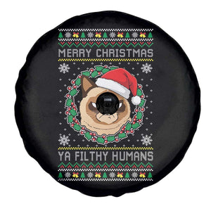Merry Christmas Ya Filthy Humans Cat Spare Tire Cover Funny Xmas Grumpy Cat TS11 Print Your Wear