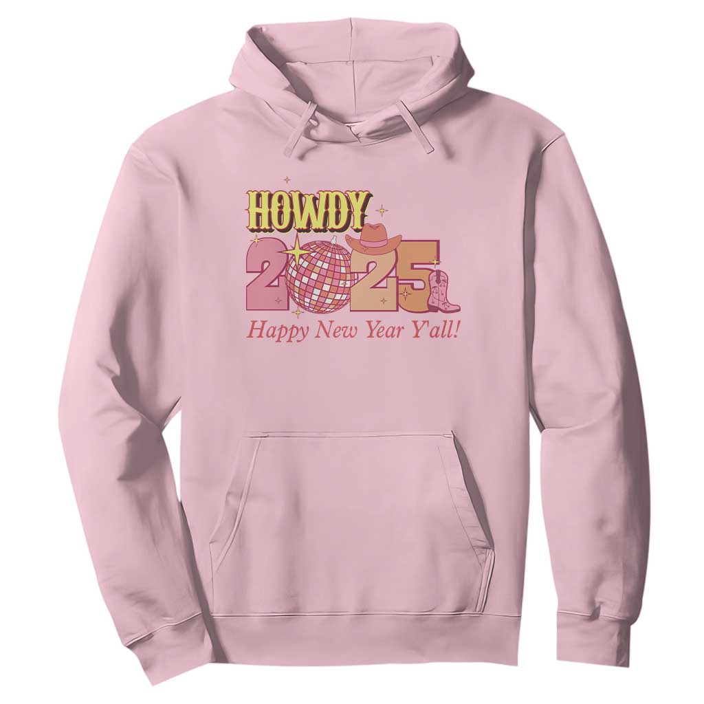 Howdy 2025 Hoodie Happy New Year Y'all Sparkling Cowgirl TS11 Light Pink Print Your Wear