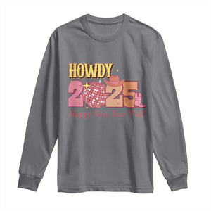 Howdy 2025 Long Sleeve Shirt Happy New Year Y'all Sparkling Cowgirl TS11 Charcoal Print Your Wear