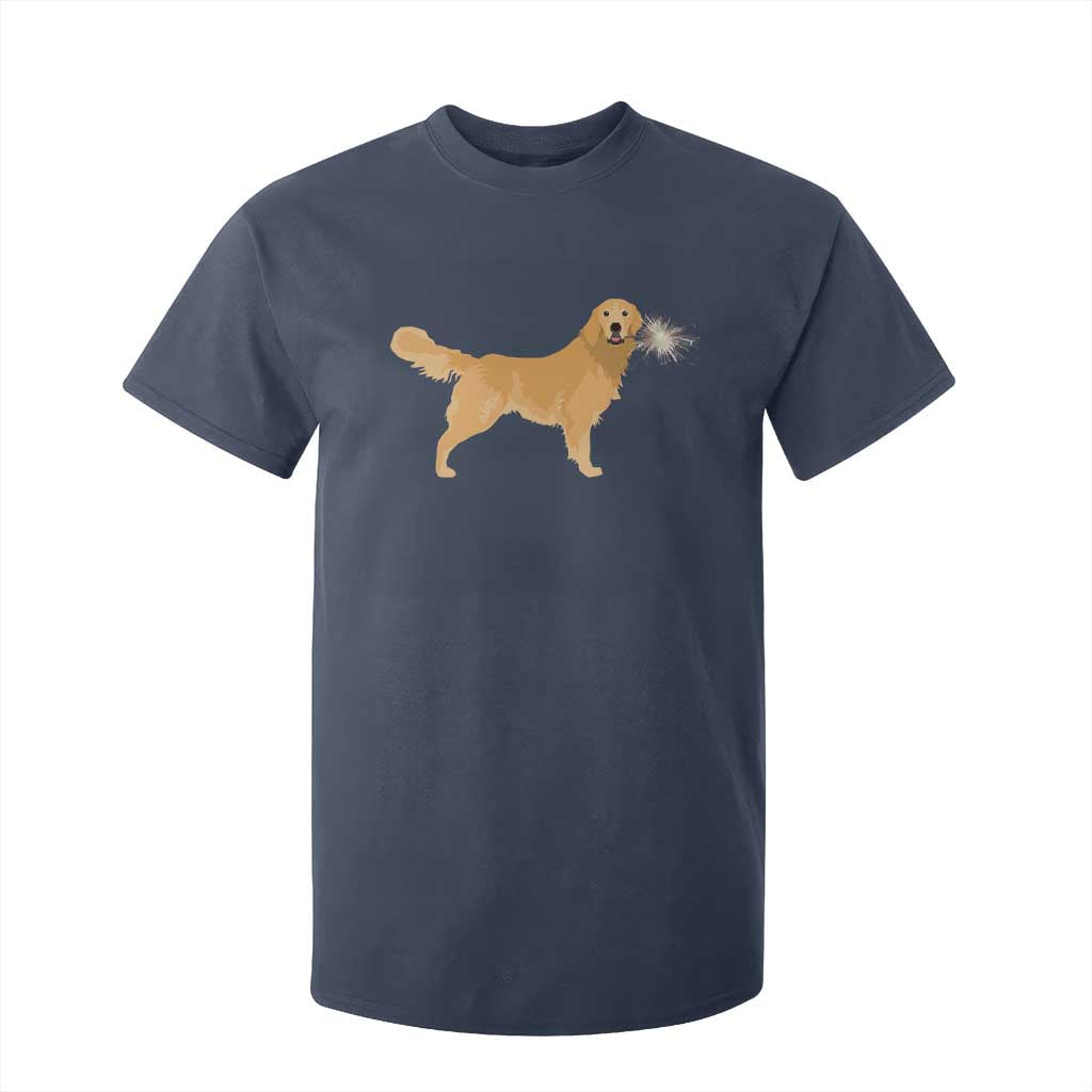 Funny Golden Retriever Dog New Year 2025 Fireworks T Shirt For Kid TS11 Navy Print Your Wear