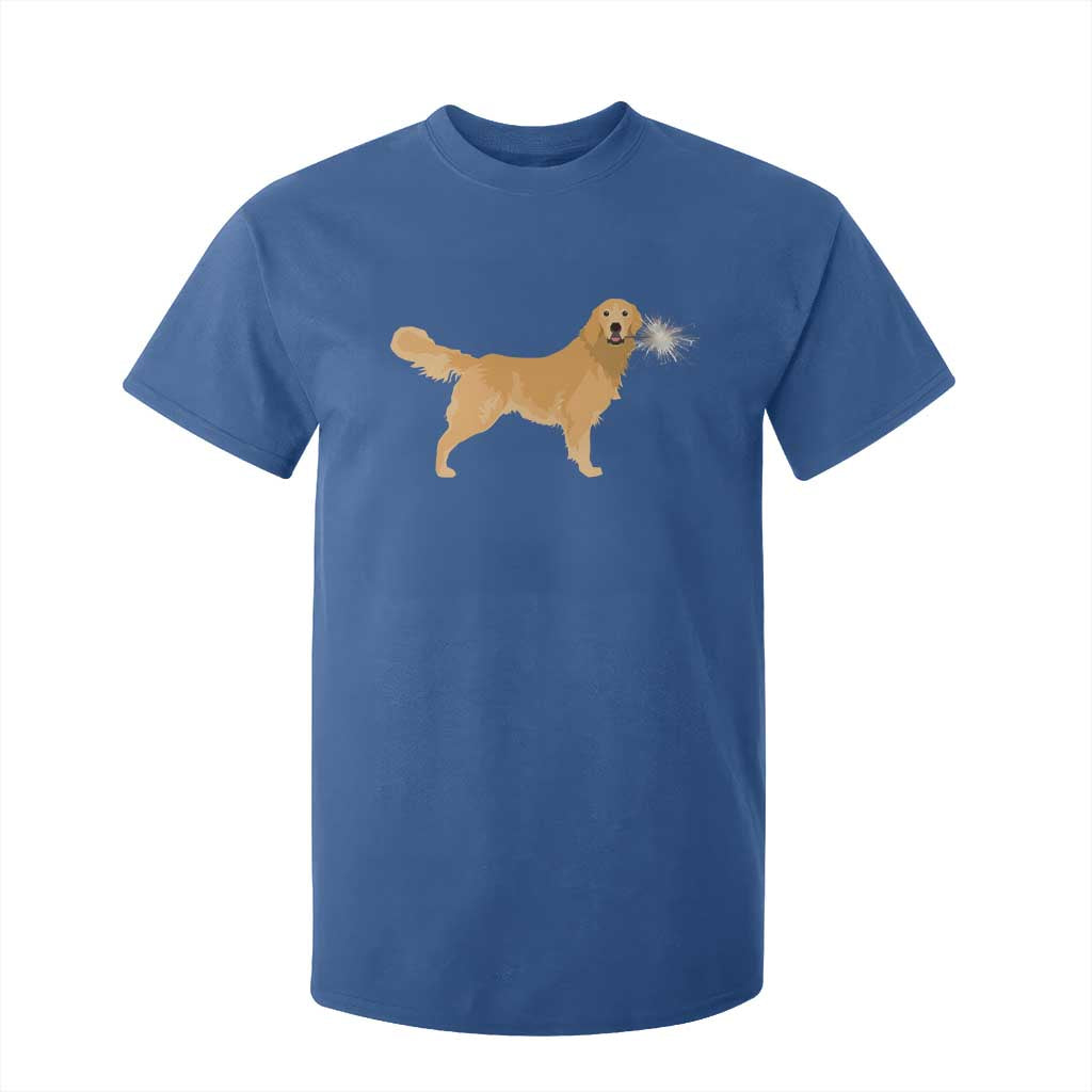 Funny Golden Retriever Dog New Year 2025 Fireworks T Shirt For Kid TS11 Royal Blue Print Your Wear