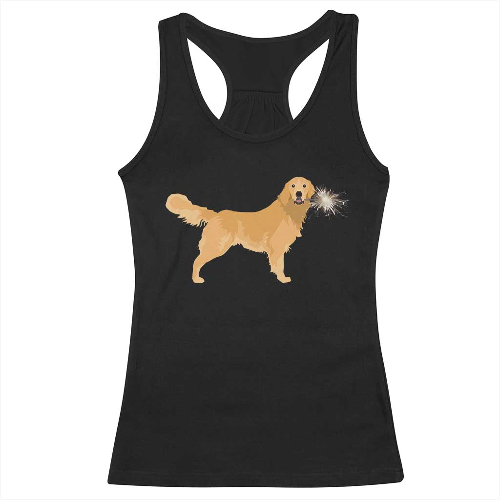 Funny Golden Retriever Dog New Year 2025 Fireworks Racerback Tank Top TS11 Black Print Your Wear