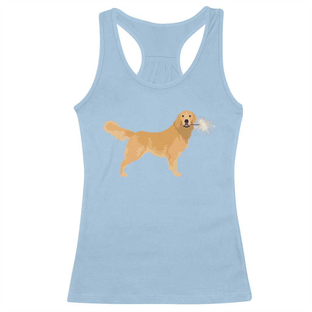 Funny Golden Retriever Dog New Year 2025 Fireworks Racerback Tank Top TS11 Light Blue Print Your Wear