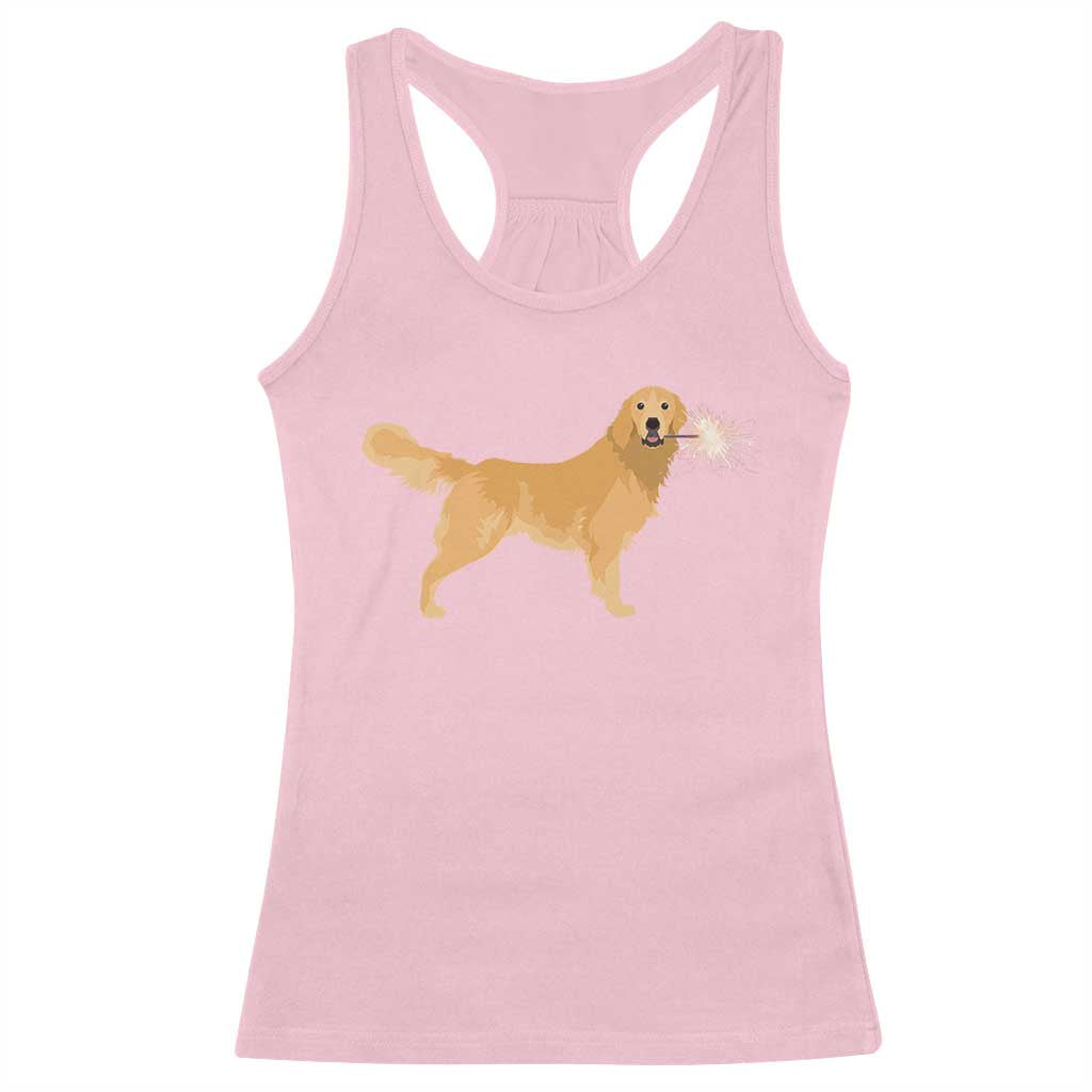 Funny Golden Retriever Dog New Year 2025 Fireworks Racerback Tank Top TS11 Light Pink Print Your Wear