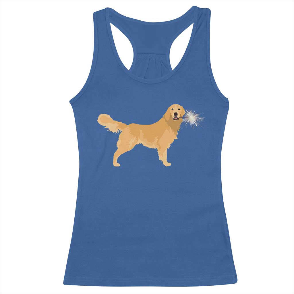 Funny Golden Retriever Dog New Year 2025 Fireworks Racerback Tank Top TS11 Royal Blue Print Your Wear