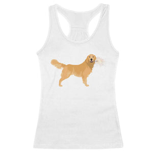 Funny Golden Retriever Dog New Year 2025 Fireworks Racerback Tank Top TS11 White Print Your Wear