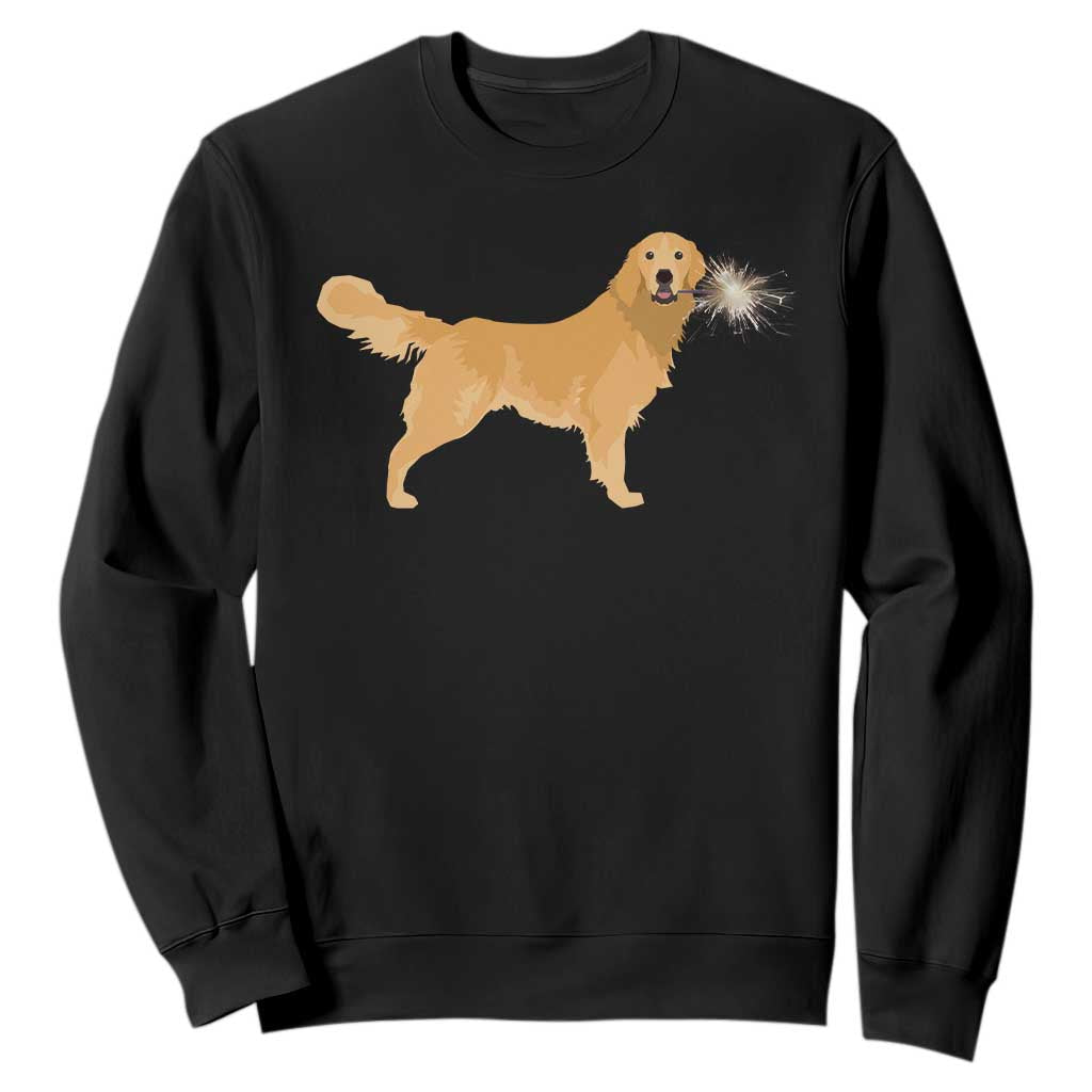Funny Golden Retriever Dog New Year 2025 Fireworks Sweatshirt TS11 Black Print Your Wear