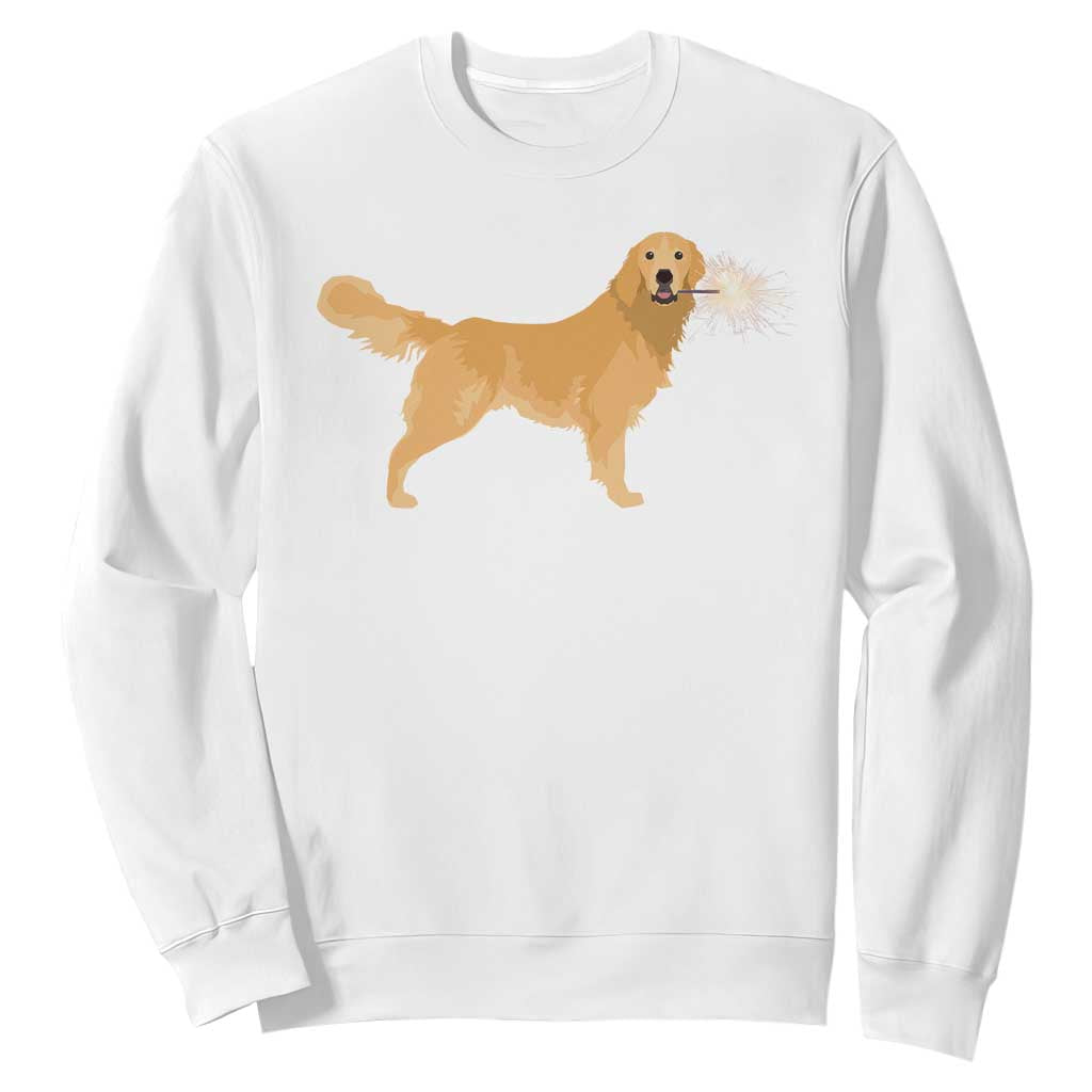 Funny Golden Retriever Dog New Year 2025 Fireworks Sweatshirt TS11 White Print Your Wear