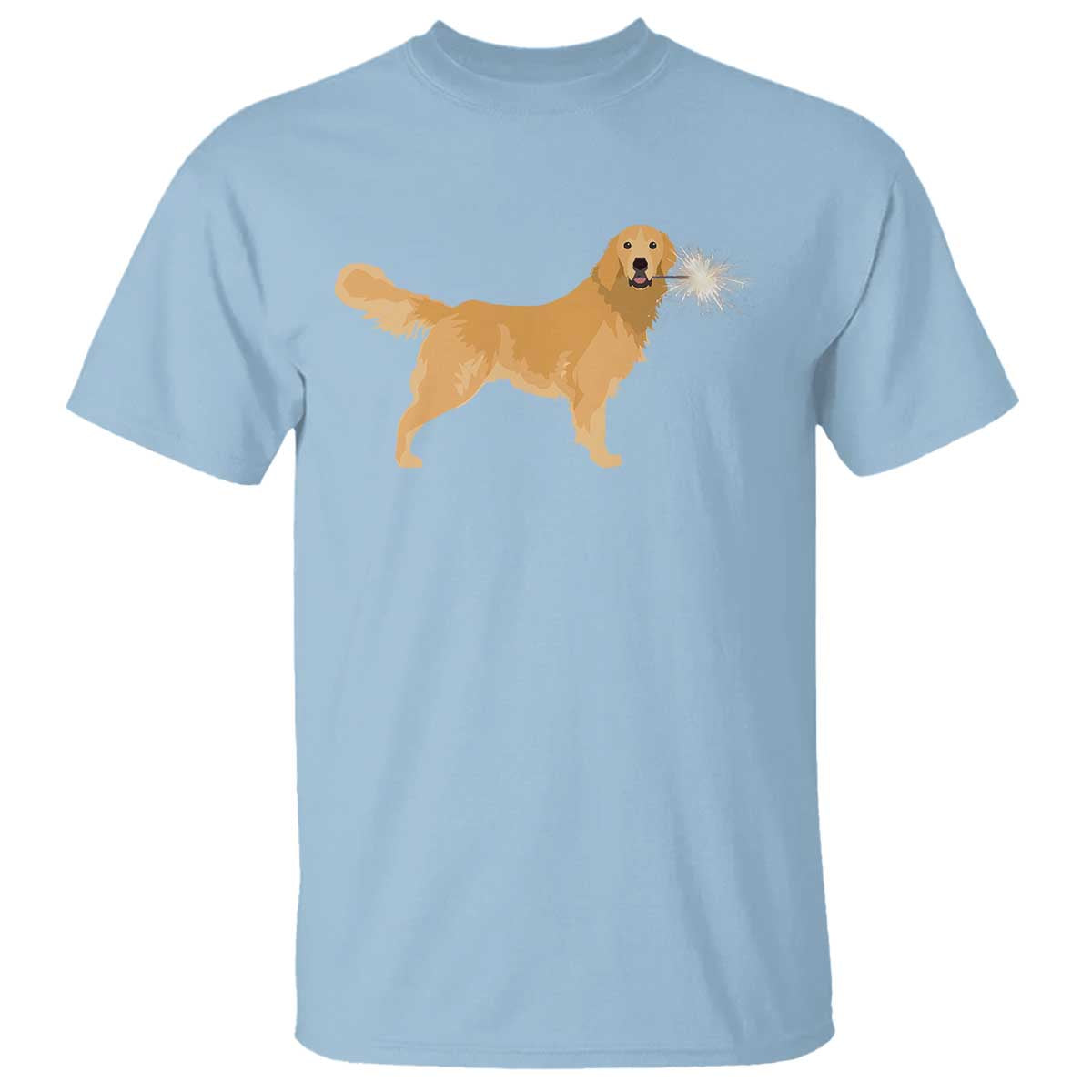 Funny Golden Retriever Dog New Year 2025 Fireworks T Shirt TS11 Light Blue Print Your Wear