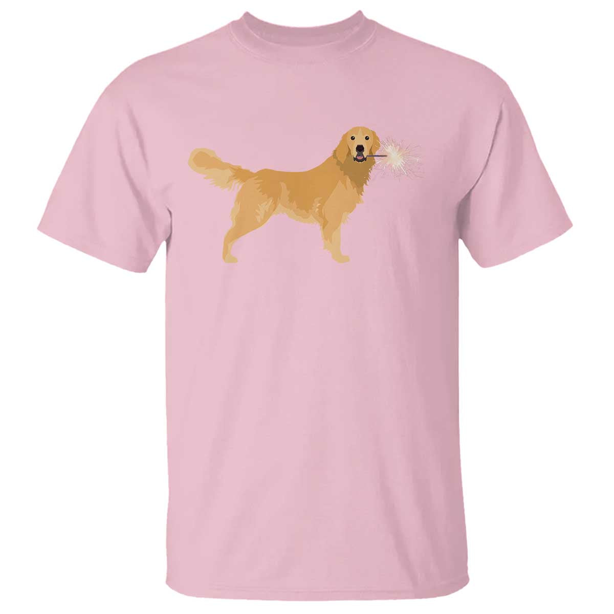 Funny Golden Retriever Dog New Year 2025 Fireworks T Shirt TS11 Light Pink Print Your Wear
