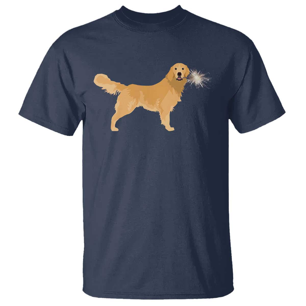 Funny Golden Retriever Dog New Year 2025 Fireworks T Shirt TS11 Navy Print Your Wear