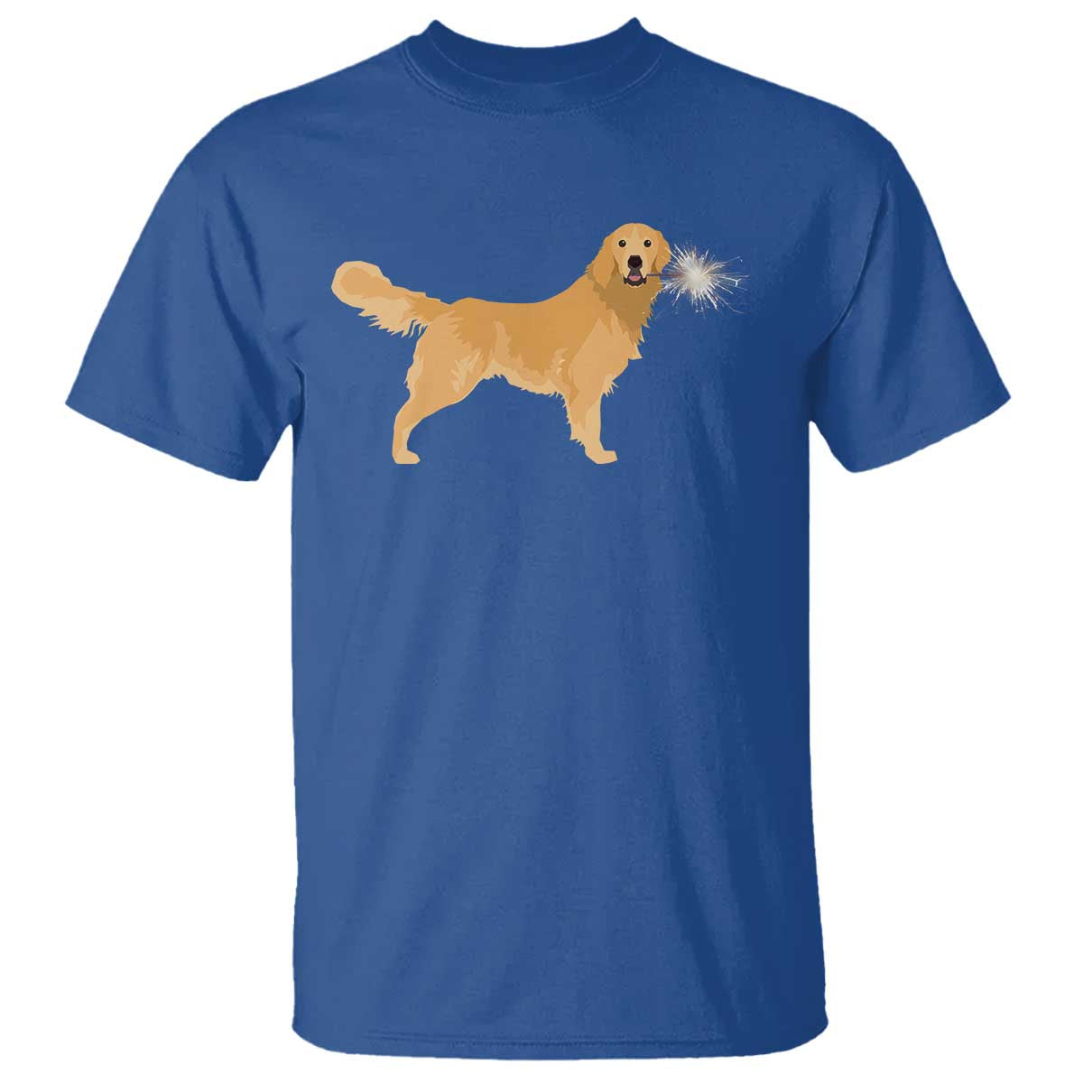 Funny Golden Retriever Dog New Year 2025 Fireworks T Shirt TS11 Royal Blue Print Your Wear
