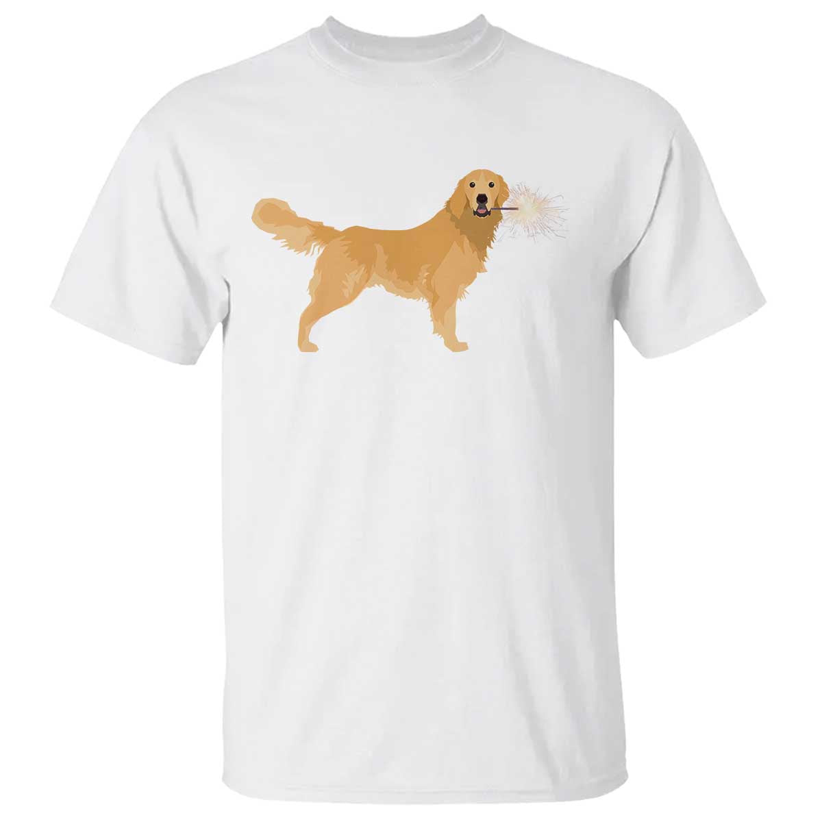 Funny Golden Retriever Dog New Year 2025 Fireworks T Shirt TS11 White Print Your Wear