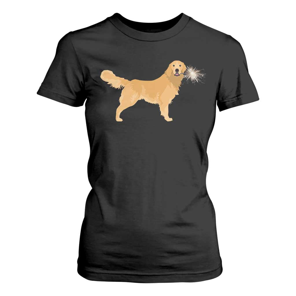 Funny Golden Retriever Dog New Year 2025 Fireworks T Shirt For Women TS11 Black Print Your Wear