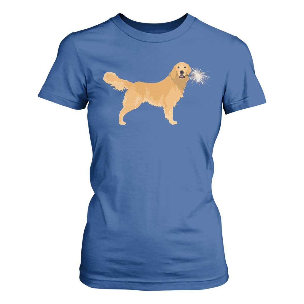 Funny Golden Retriever Dog New Year 2025 Fireworks T Shirt For Women TS11 Royal Blue Print Your Wear