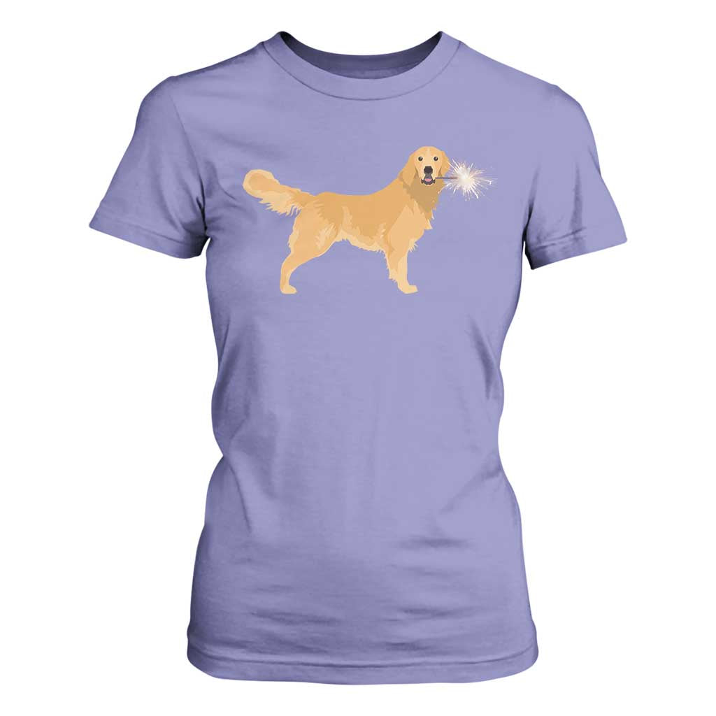 Funny Golden Retriever Dog New Year 2025 Fireworks T Shirt For Women TS11 Violet Print Your Wear