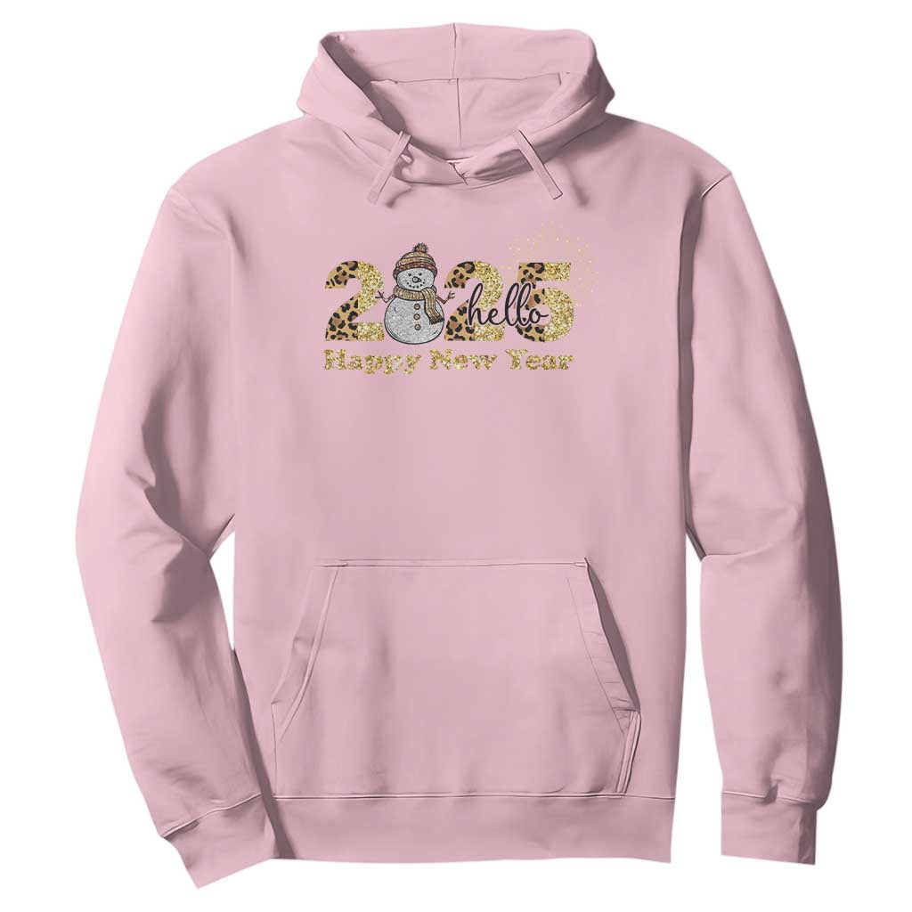 Hello 2025 Happy New Year Hoodie Fireworks Snowman TS11 Light Pink Print Your Wear