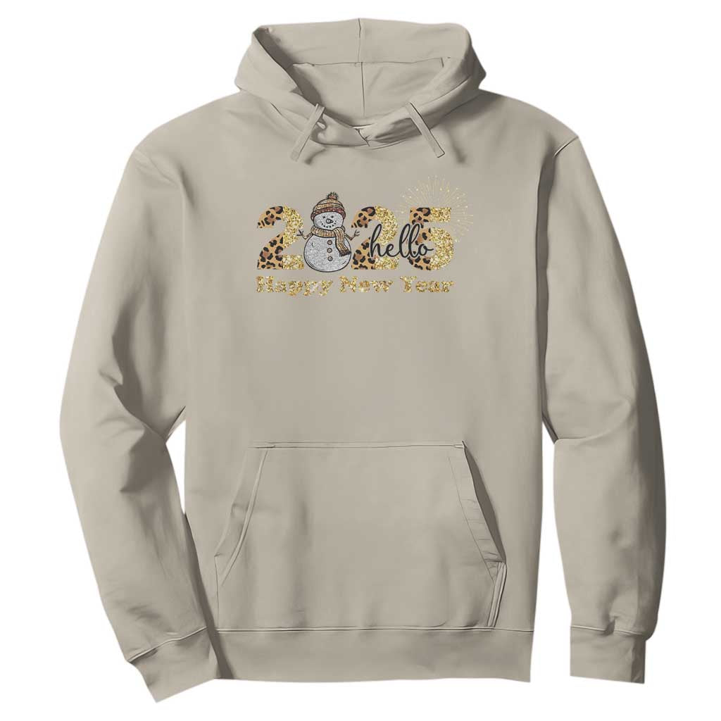 Hello 2025 Happy New Year Hoodie Fireworks Snowman TS11 Sand Print Your Wear