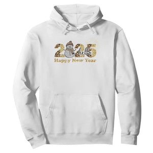 Hello 2025 Happy New Year Hoodie Fireworks Snowman TS11 White Print Your Wear