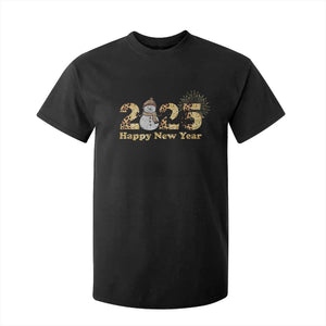 Hello 2025 Happy New Year T Shirt For Kid Fireworks Snowman TS11 Black Print Your Wear