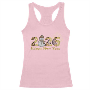 Hello 2025 Happy New Year Racerback Tank Top Fireworks Snowman TS11 Light Pink Print Your Wear