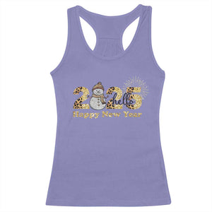 Hello 2025 Happy New Year Racerback Tank Top Fireworks Snowman TS11 Violet Print Your Wear