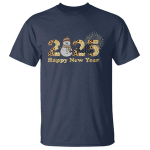 Hello 2025 Happy New Year T Shirt Fireworks Snowman TS11 Navy Print Your Wear