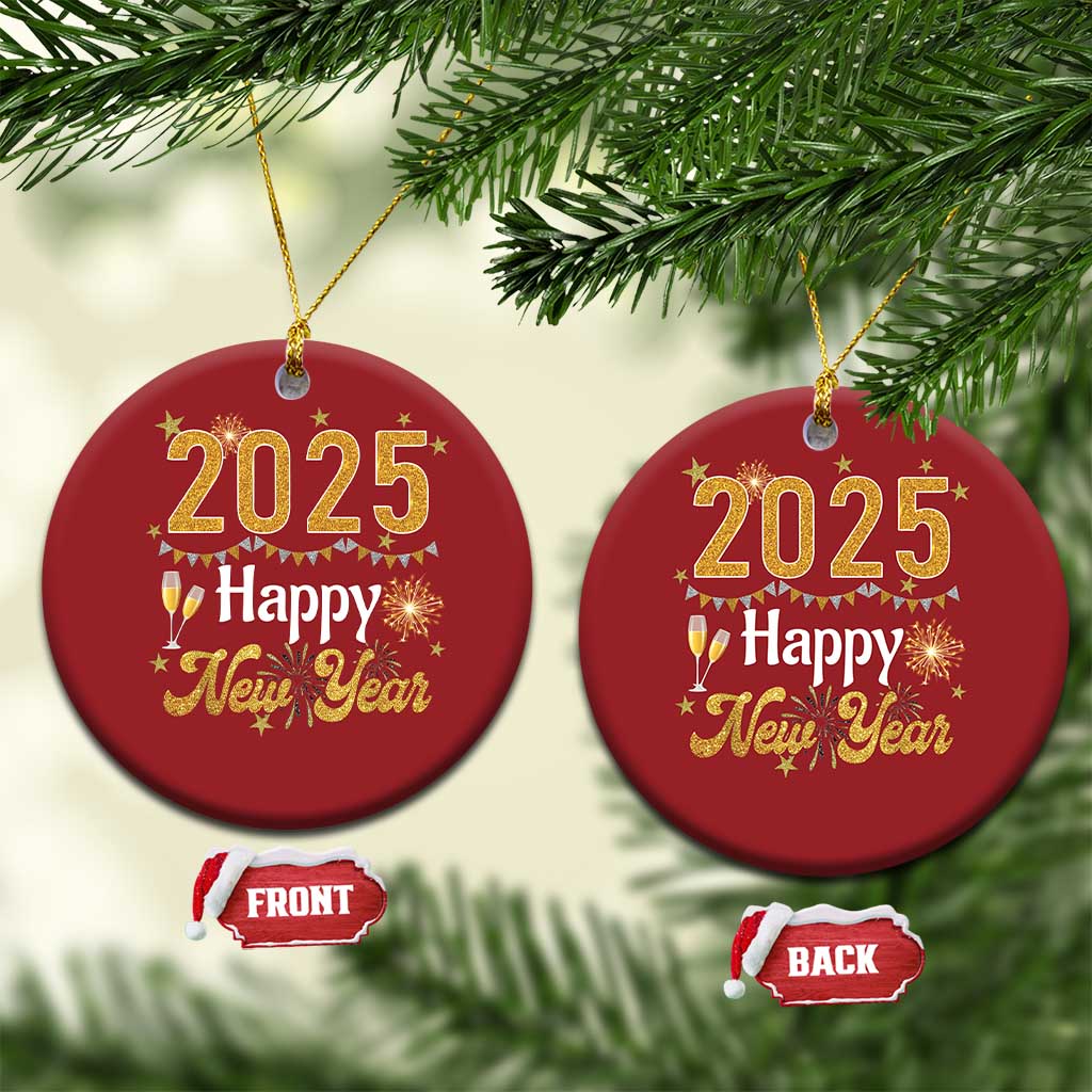 Happy New Year 2025 Christmas Ornament New Year's Eve Party Family Matching TS11 Circle Red Print Your Wear