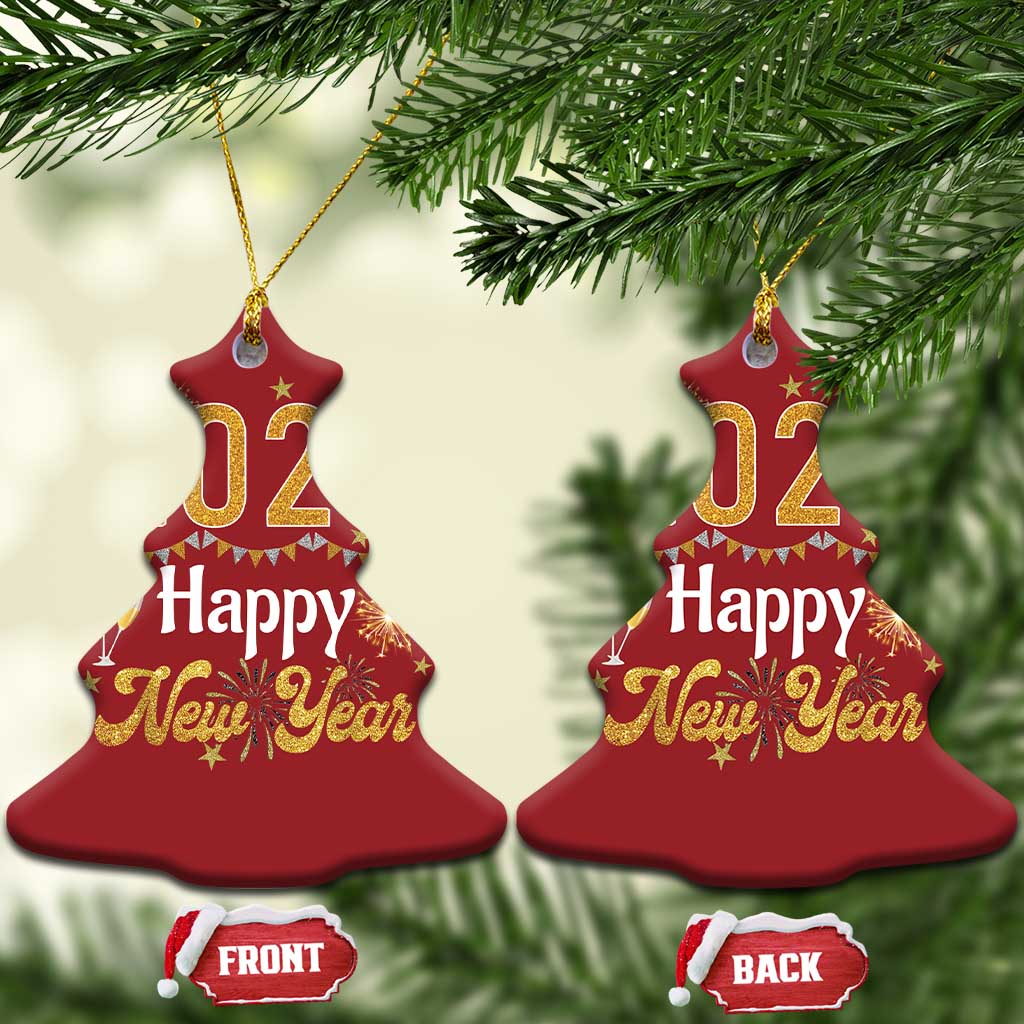 Happy New Year 2025 Christmas Ornament New Year's Eve Party Family Matching TS11 Christmas Tree Red Print Your Wear