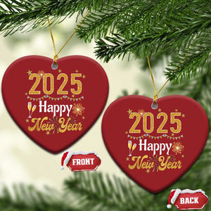Happy New Year 2025 Christmas Ornament New Year's Eve Party Family Matching TS11 Heart Red Print Your Wear