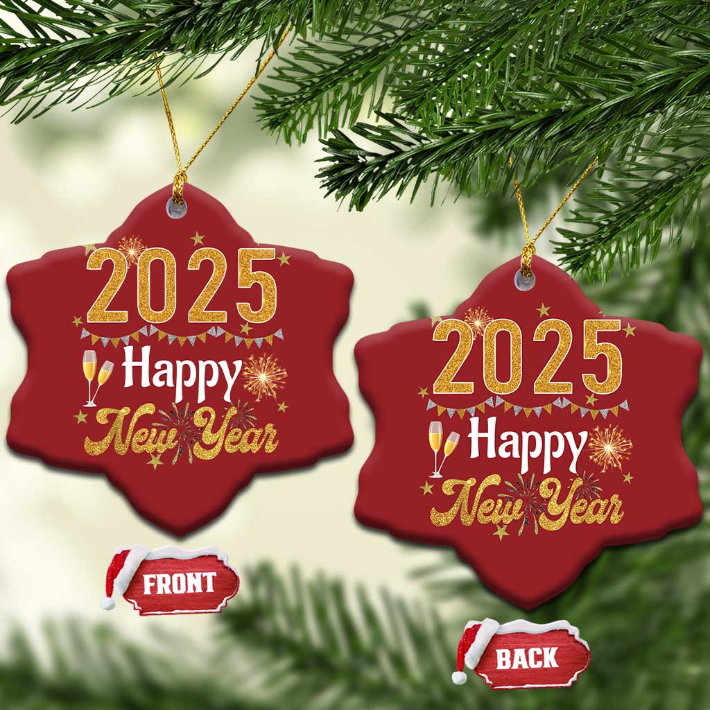 Happy New Year 2025 Christmas Ornament New Year's Eve Party Family Matching TS11 Snow Flake Red Print Your Wear