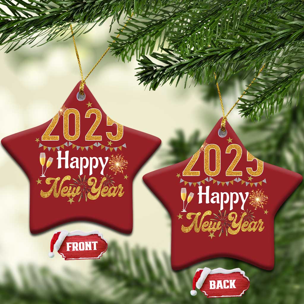Happy New Year 2025 Christmas Ornament New Year's Eve Party Family Matching TS11 Star Red Print Your Wear