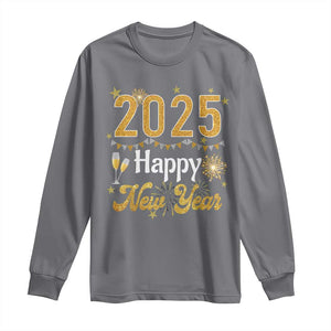 Happy New Year 2025 Long Sleeve Shirt New Year's Eve Party Family Matching TS11 Charcoal Print Your Wear