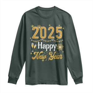 Happy New Year 2025 Long Sleeve Shirt New Year's Eve Party Family Matching TS11 Dark Forest Green Print Your Wear