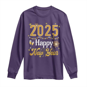 Happy New Year 2025 Long Sleeve Shirt New Year's Eve Party Family Matching TS11 Purple Print Your Wear