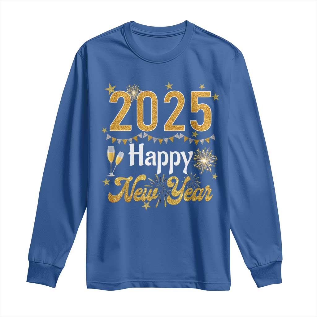 Happy New Year 2025 Long Sleeve Shirt New Year's Eve Party Family Matching TS11 Royal Blue Print Your Wear