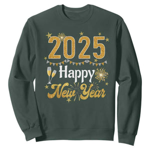 Happy New Year 2025 Sweatshirt New Year's Eve Party Family Matching TS11 Dark Forest Green Print Your Wear