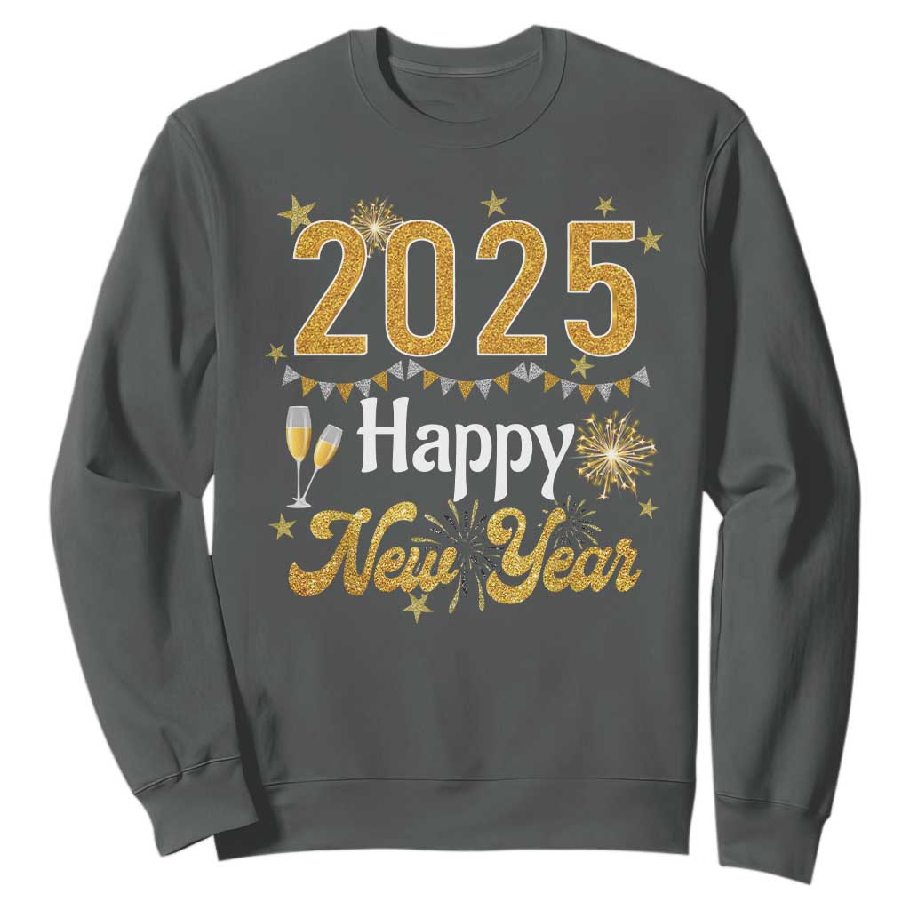 Happy New Year 2025 Sweatshirt New Year's Eve Party Family Matching TS11 Dark Heather Print Your Wear