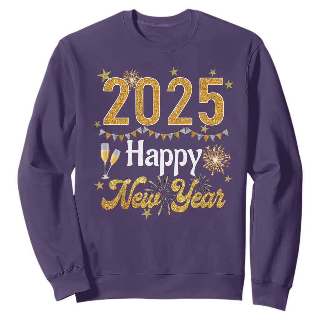 Happy New Year 2025 Sweatshirt New Year's Eve Party Family Matching TS11 Purple Print Your Wear