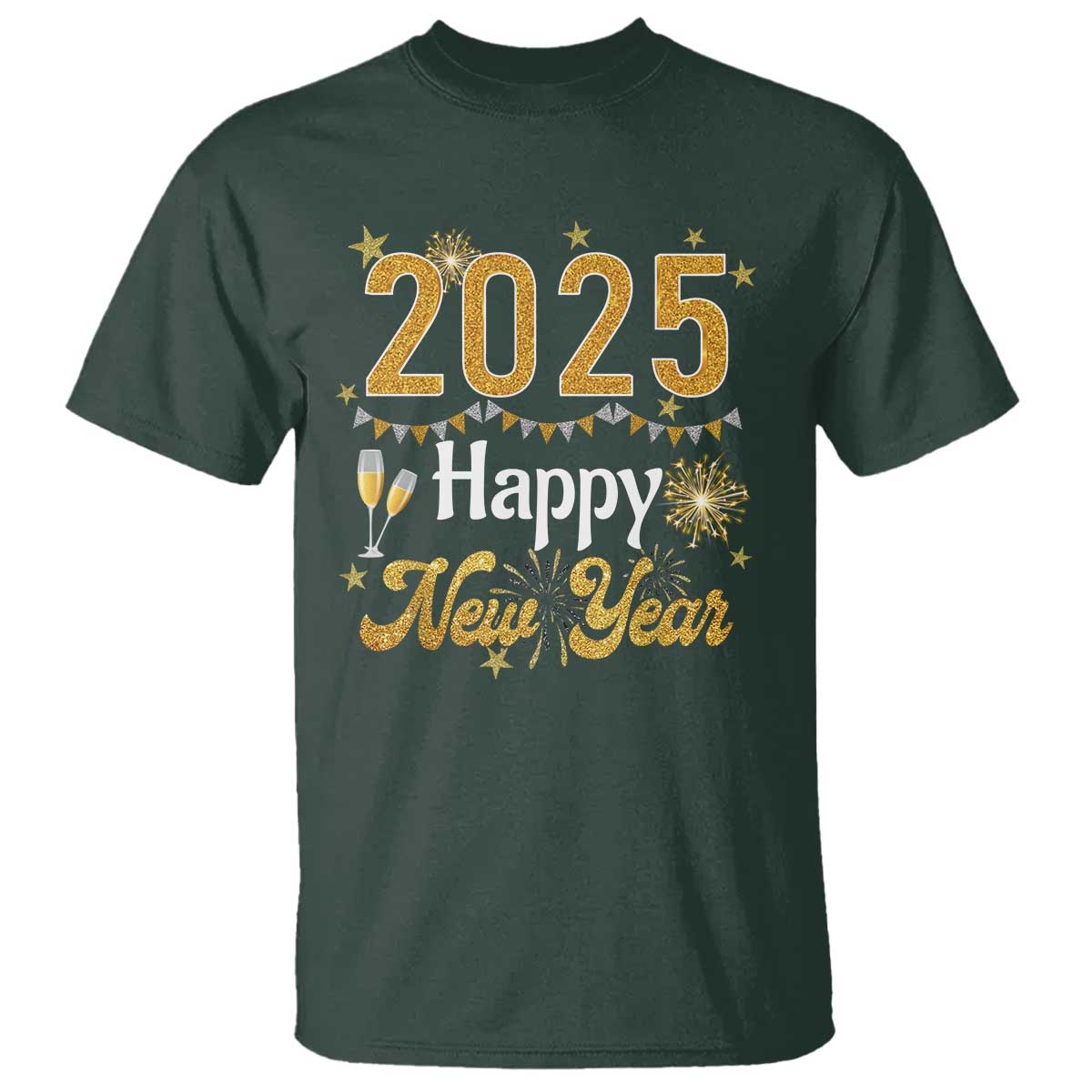 Happy New Year 2025 T Shirt New Year's Eve Party Family Matching TS11 Dark Forest Green Print Your Wear