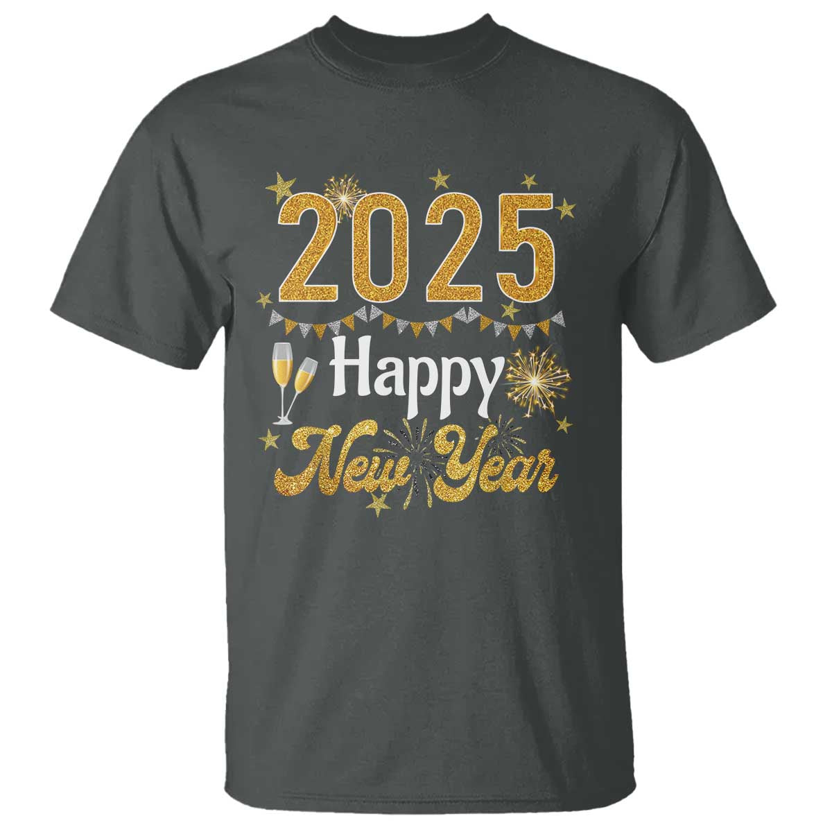 Happy New Year 2025 T Shirt New Year's Eve Party Family Matching TS11 Dark Heather Print Your Wear