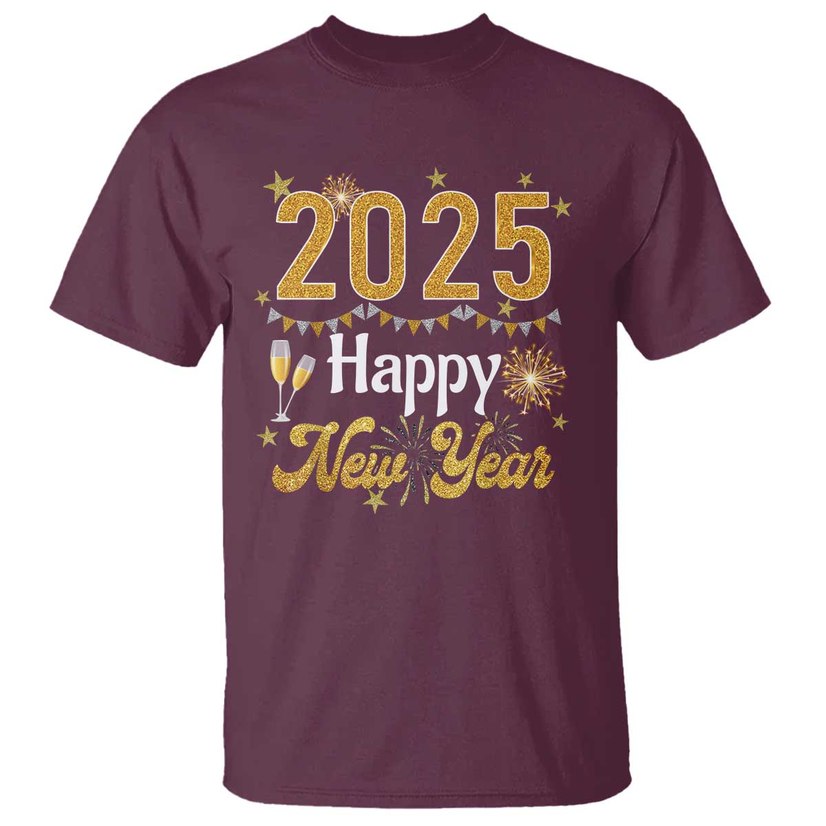 Happy New Year 2025 T Shirt New Year's Eve Party Family Matching TS11 Maroon Print Your Wear