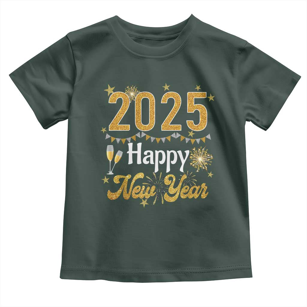 Happy New Year 2025 Toddler T Shirt New Year's Eve Party Family Matching TS11 Dark Forest Green Print Your Wear