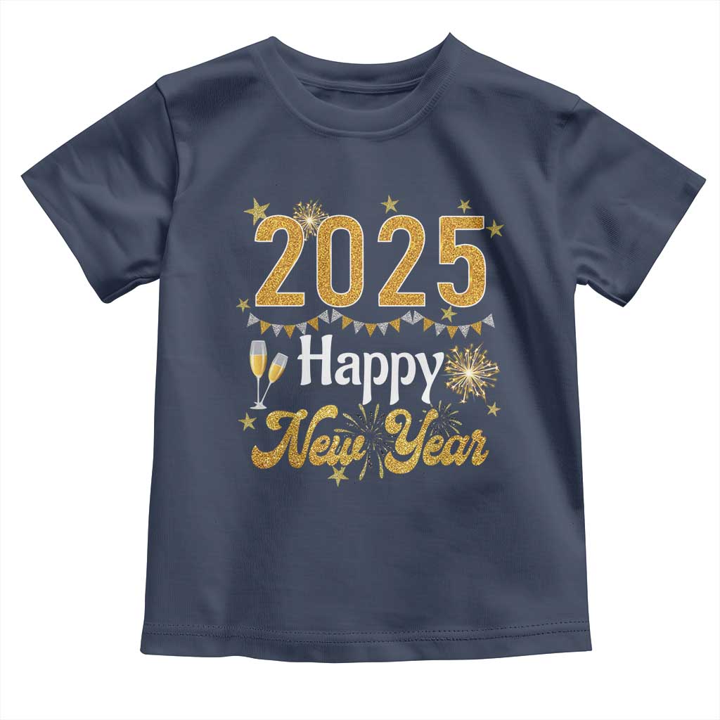 Happy New Year 2025 Toddler T Shirt New Year's Eve Party Family Matching TS11 Navy Print Your Wear