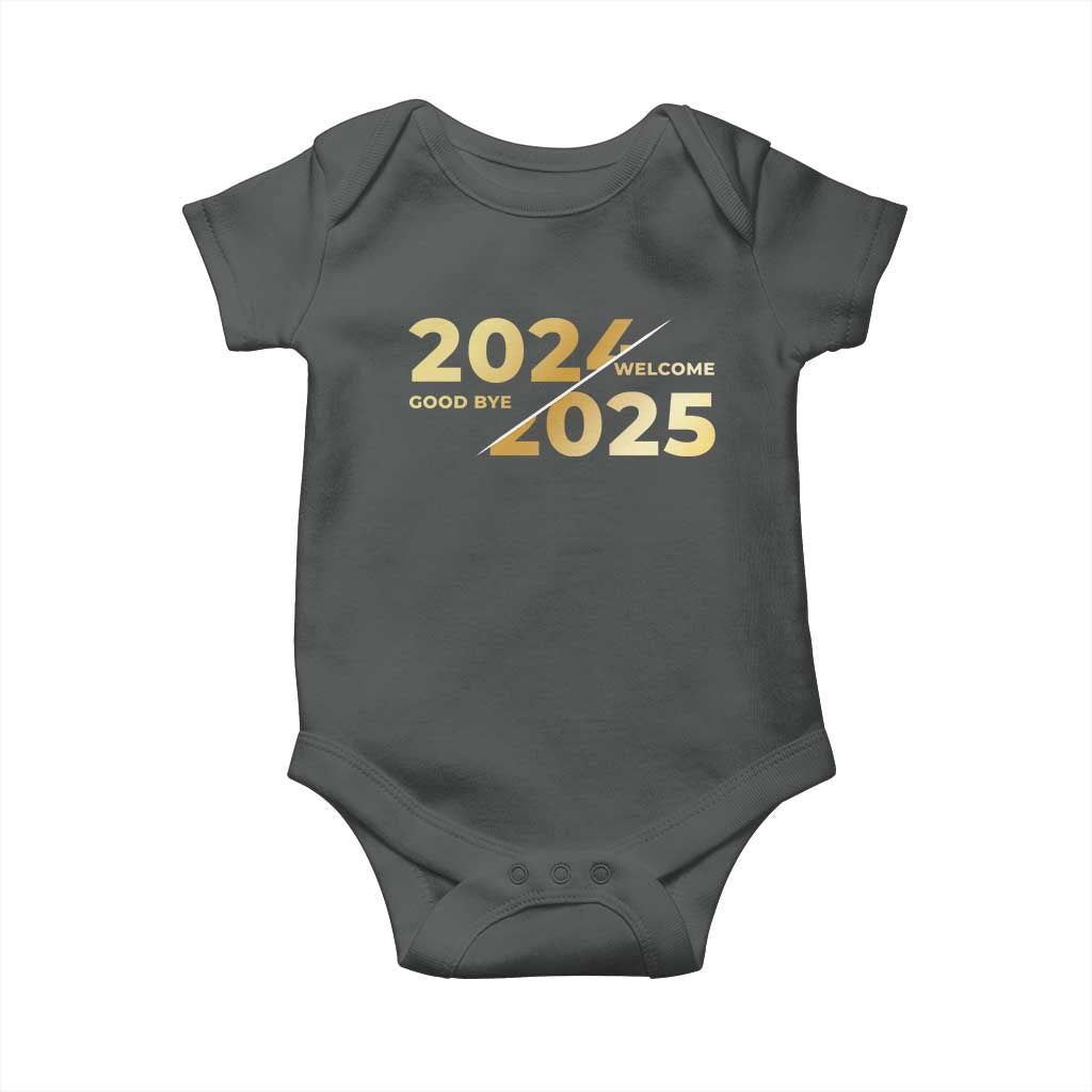 Happy New Year 2025 Goodbye 2024 Welcome 2025 Baby Onesie TS11 Dark Heather Print Your Wear