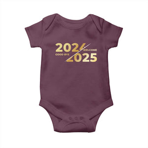 Happy New Year 2025 Goodbye 2024 Welcome 2025 Baby Onesie TS11 Maroon Print Your Wear
