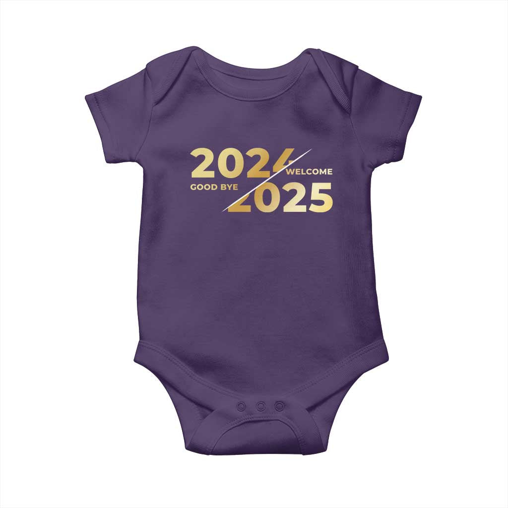 Happy New Year 2025 Goodbye 2024 Welcome 2025 Baby Onesie TS11 Purple Print Your Wear