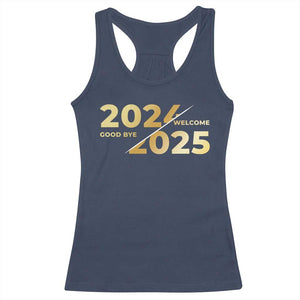 Happy New Year 2025 Goodbye 2024 Welcome 2025 Racerback Tank Top TS11 Navy Print Your Wear