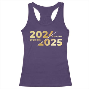 Happy New Year 2025 Goodbye 2024 Welcome 2025 Racerback Tank Top TS11 Purple Print Your Wear