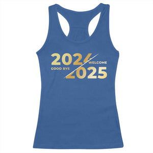 Happy New Year 2025 Goodbye 2024 Welcome 2025 Racerback Tank Top TS11 Royal Blue Print Your Wear